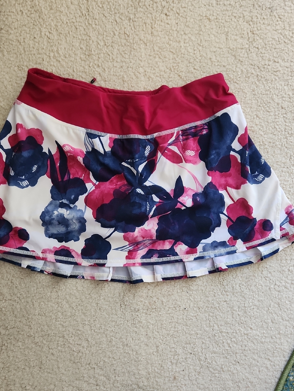 lululemon athletica Navy & Magenta Floral Skater Skirt with Red Waistband